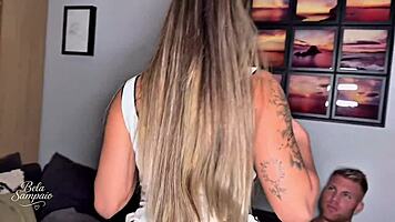 Muscular German Galego Pounds Skinny Brazilian Tight Pussy