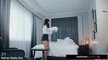 busty maid valentina ricci spies then takes rough dp from two bbc