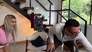 colombiana rubia's huge tits beg stepdad's massive cock to stretch tight pussy