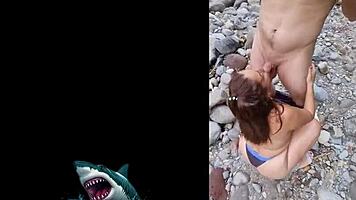 venezuelan milf's raw outdoor creampie fuck by the river with huge cock pounding her mature pussy