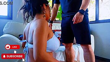 i ride his throbbing hard cock on the sofa moaning wildly in ecstasy