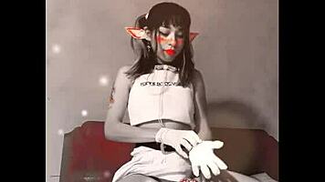 bonneyuwu elf teases panties and skirt for stepdad in cosplay