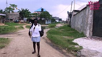 Ghana street boy, why pick class over this horny schoolgirl's wet black pussy pounding?