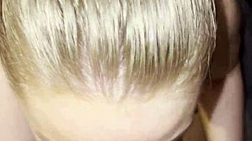 blonde babe sneaks in for teasing bedroom suck