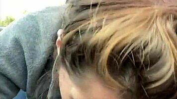 hooker sucks all cum off customer's dick post-blowjob