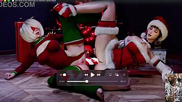 Tight Shaved Pussy Double Dildo Anal Squirting Christmas Slut