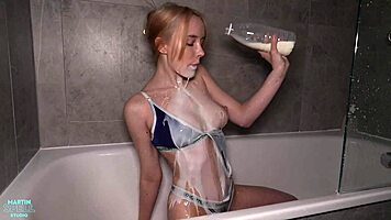 young polly's tight pussy stretched by rough cock riding doggystyle