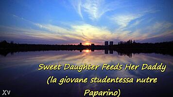 Sweet babe feeds disgusting food in femdom humiliation