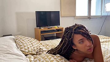 Petite black babe luna blackx fucked hard then swallows cum