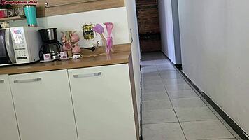 risky fuck while hubby showered, almost caught with his friend! 😱💦