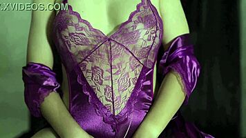 Huge Tits Burst In White Satin Dress Masturbation!