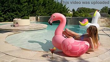 Petite Rebecca Volpetti Gags On Huge Cock Poolside