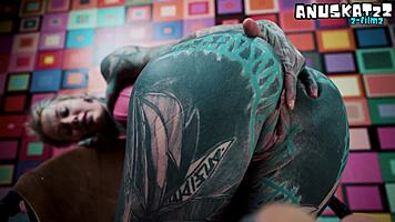 Pink corset tempts with steel toy anal and wand squirt tease