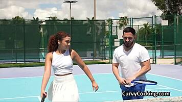 after practice this curly ebony beauty deepthroats big cock