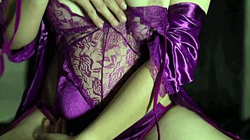 Huge Tits Burst In White Satin Dress Masturbation!