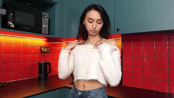 Petite young graduate captures her debut video with perfect curves on display