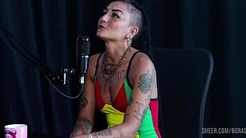 glamorous latina milf bruna carlos bares huge tits in sheer red cast