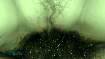 young japanese girl's curly pussy filled with creampie