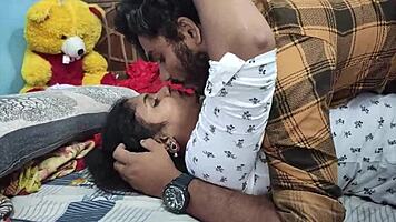 brunette beauty drops to knees licking big cock passionately homemade