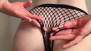 eat that meaty pussy through fishnet panties or wait till i strip