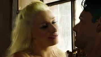 yo, watch this tattooed blonde get her juicy ass pounded up close