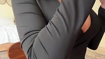 Stroking furiously to her heaving big natural tits temptation