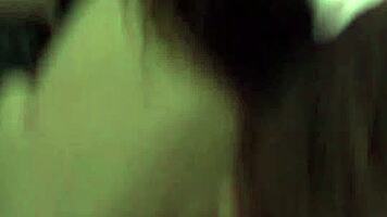 petite pigtail euro girl with small tits licks balls and rims ass on couch pov