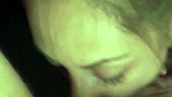 petite pigtail euro girl with small tits licks balls and rims ass on couch pov