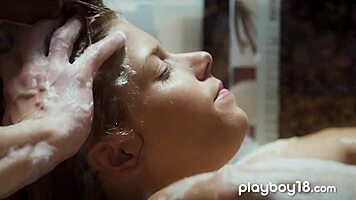 Whispers of a european teen's bath blowjob tease her boyfriend's desires