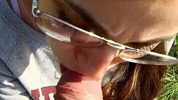 passionate brunette babe delivers outdoor blowjob creampie in vertical pov doggystyle bliss