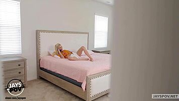 Pervy blonde Kiara Cole spreads wet pussy for big cock slut ride