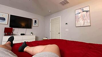 Busty brunette drops to knees for sloppy blowjob then bends over for doggystyle pounding