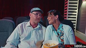 Naughty petite teen sneaks hardcore fuck with boyfriend amid cinema shadows