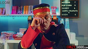 Naughty petite teen sneaks hardcore fuck with boyfriend amid cinema shadows