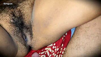 desi stepmom strokes foot then rides cock in her hairy wet pussy