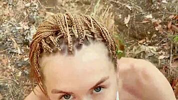 pretty babe hikes forest craving thick facial cumshot load
