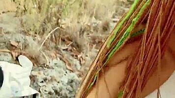 pretty babe hikes forest craving thick facial cumshot load