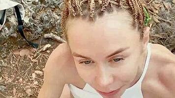 pretty babe hikes forest craving thick facial cumshot load