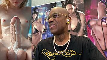 trans teen beauty with hard cock sucks and cums covering herself in white load ai generated