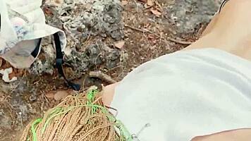 pretty babe hikes forest craving thick facial cumshot load