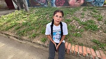 park stranger brunette's perfect curves beg for secret creampie fill