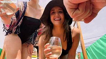 april big ass drinks pee nonstop with belle on terrace