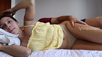 stepdad mistakes skinny wife lookalike for real fuck and creampies her tight hole