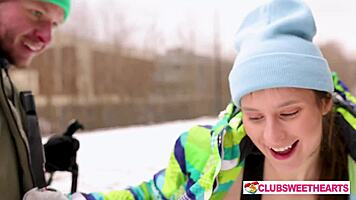 Jane white apres ski pussy pounding outdoors