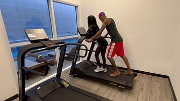 brazilian skinny teen shares gym machine for outdoor doggystyle