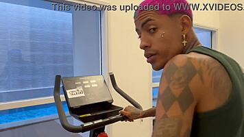 brazilian skinny teen shares gym machine for outdoor doggystyle