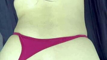 Sensual curvy Latina in thong masturbates wildly, squirts begging for rough doggystyle pounding.