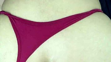 Sensual curvy Latina in thong masturbates wildly, squirts begging for rough doggystyle pounding.