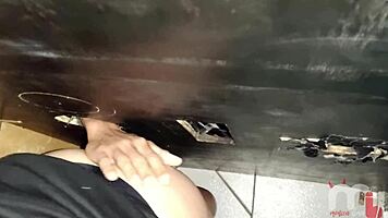 sucked hung black cock at gloryhole swallowed hot load 😍💦