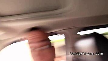 Busty brunette teen sucks savior's cock outdoors hungrily